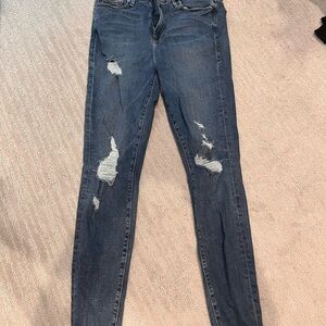 Good American Dark Blue Distressed Skinny Jeans